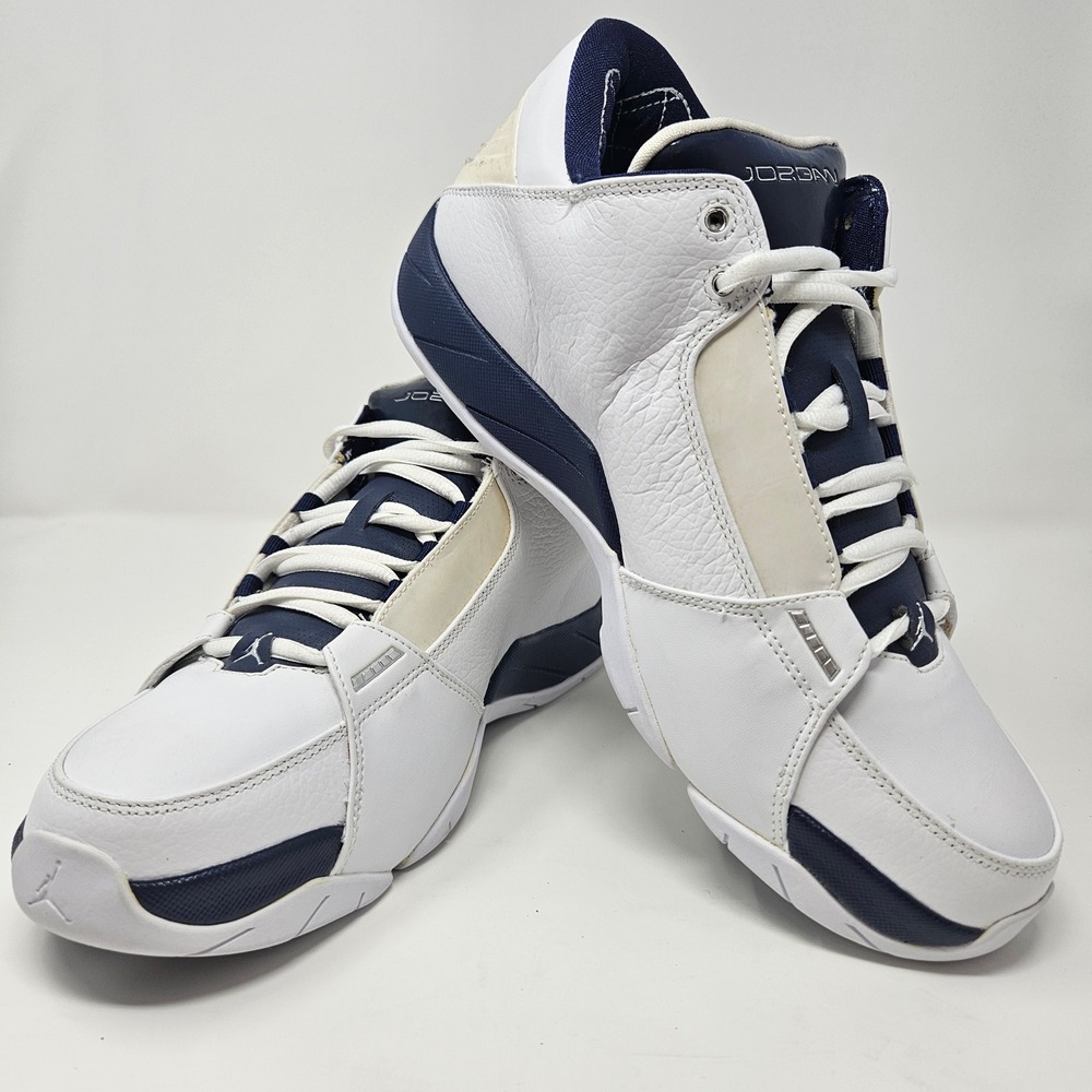 Nike Air Jordan Hoops Low White Midnight Navy Sneakers 314312-141 Mens 10.5 2008